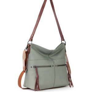 The Sak Women's Ashland Bucket HandBag in Leather light teal/ brown